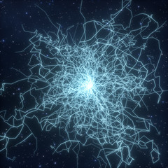 Power electrical energy and lightning spark, 3d rendering.