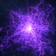 Power electrical energy and lightning spark, 3d rendering.