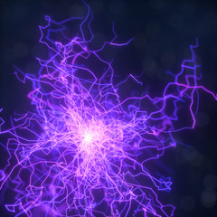 Power electrical energy and lightning spark, 3d rendering.