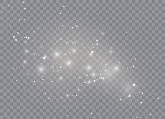 Light glow effect stars. Vector sparkles on transparent background. Christmas abstract pattern. Sparkling magic dust particles.