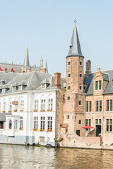 Vintage street in Bruges Belgium.Europe landscape panorama old town.