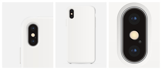 Mockup white silicone case for smartphone dual-camera
