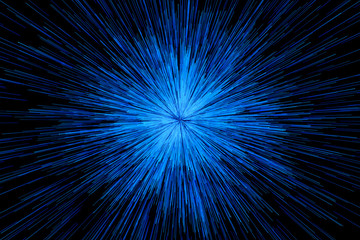 Blue glowing radial lines, magical lines, 3d rendering.