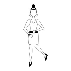 cartoon elegant woman icon