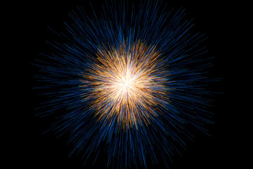 Fototapeta premium Golden glowing radial lines, magical lines, 3d rendering.