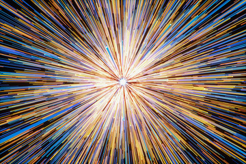 Golden glowing radial lines, magical lines, 3d rendering.