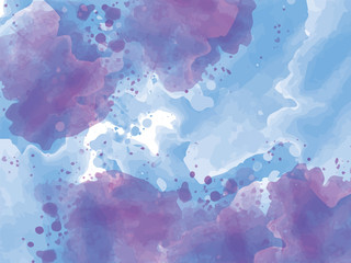 Watercolor blue purple abstract background.