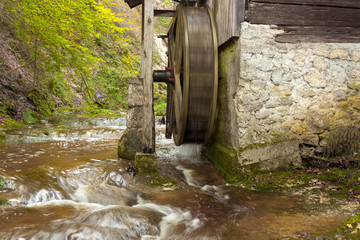 Mühlrad in Bewegung, Ebenau, Österreich