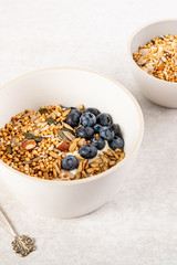 Healthy breakfast from quinoa granola