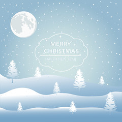 Winter background, landscape. New year and Christmas greeting card.
