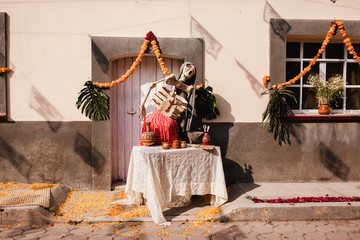 Mexican Catrina for Dia de los Muertos , displayed during Day of the Dead celebration in Mexico