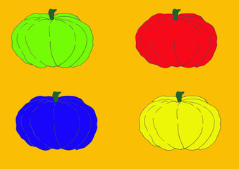 four color pumpkins for halloween