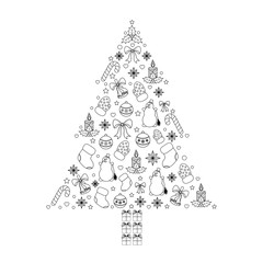 Vector illustration Christmas tree on white background