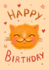 happy birthday card with cute happy cat