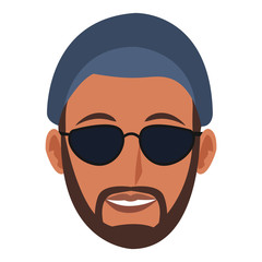 cartoon hipster man with sunglasses