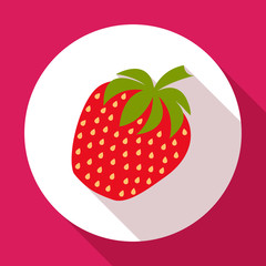 Strawberry icon flat design with long shadow.