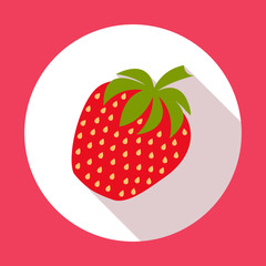 Strawberry icon flat design with long shadow.