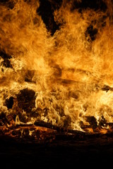 Bonfire on a Beach of Wood Pallets