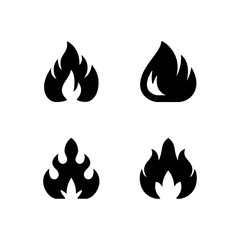 Set glyph icons of fire or flame