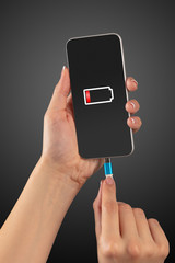Elegant hand charging cellphone with low battery