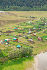 Fototapeta na wymiar Top view of the river and the village