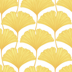 Seamless pattern with leaves of Ginkgo Biloba. Nature background.