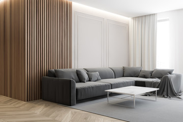Luxury living room corner with sofa and table