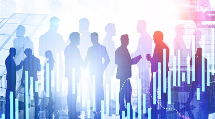 Diverse business people, forex graph