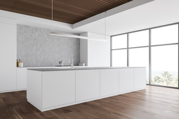 White and wooden kitchen corner with countertops