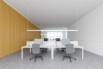Wooden and white office interior