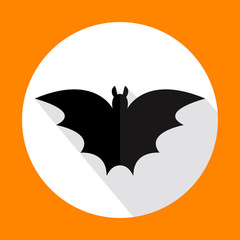 Vector flat bat icon with long shadow.