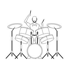 musician playing drums set, flat design