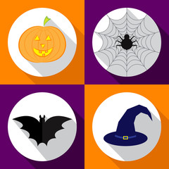 Helloween icons set. Vector illustration for Halloween. Flat design style. EPS10.