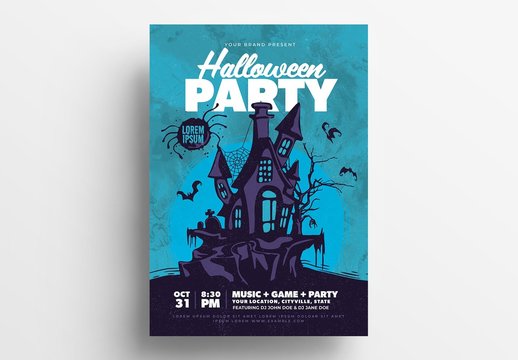 Halloween Party Illustrative Flyer Layout