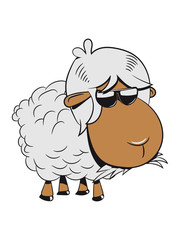Schaf Weide fressen doof gras Herde süß lieb Wolle Nutztier cool sonnenbrille grasen witzig 3c