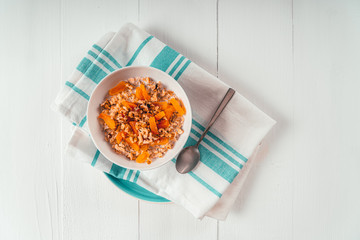 Spiced Apricot And Walnuts Porridge With Oats
