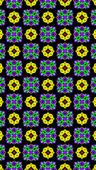 Ornate geometric pattern and abstract multicolored background