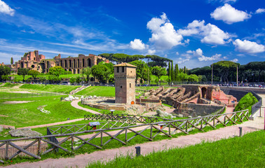 Rome, Italy: Circus Maximus, in a sunny summer day. The Circus Maximus is an ancient Roman...