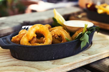 delicious deep fried squid rings