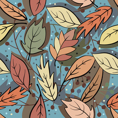 Seamless pattern of autumn leaves. Autumn background. - 295365598