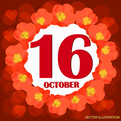 October 16 icon. For planning important day. Banner for holidays and special days. Vector Illustration.