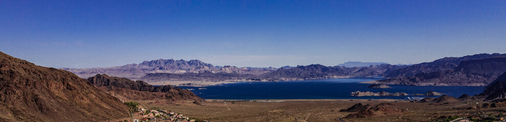 Aerial view of Lake Mead, Nevada and Arizona on a beautiful autumn day