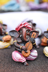 Hand crafted lord ganesha idol made from clay for sell