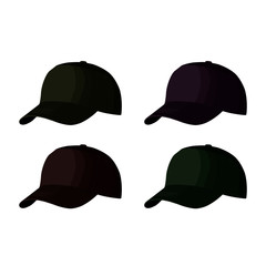 Set of Baseball caps realistic vector illustration isolated