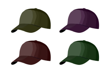 Set of Baseball caps realistic vector illustration isolated