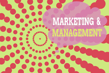 Word writing text Marketing And Management. Business photo showcasing process of developing strategies for product Dotted tunnel simulating sun shining. Abstract futuristic. Comic Background