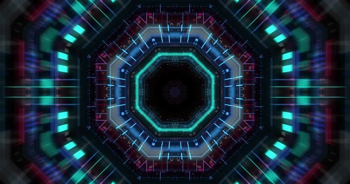 Seamless loop of abstract Large Hadron Collider. Speed portal. Data science. Big Data and Flow of digital network. Analysis system and processings. Particle Collision and Blackhole. 3D render