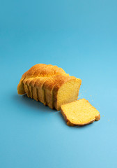 Sliced corn bread. Homemade bread with corn flour