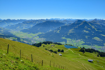 Beautiful view from Hohe Salve mountain , part of the Kitzbuhel Alps, Austria