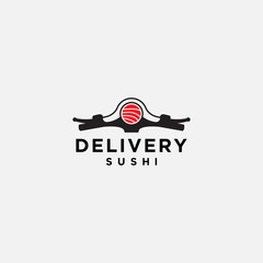 vector delivery sushi logo template. scooter motorcycle, icon